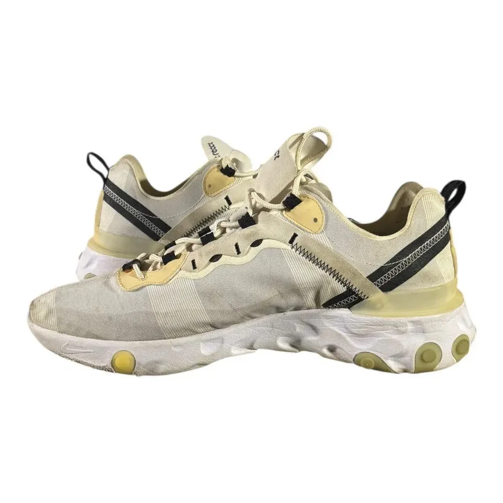 Nike React Element 55 Men’s Size 13 Pale Yellow White Running Lifestyle Sneakers